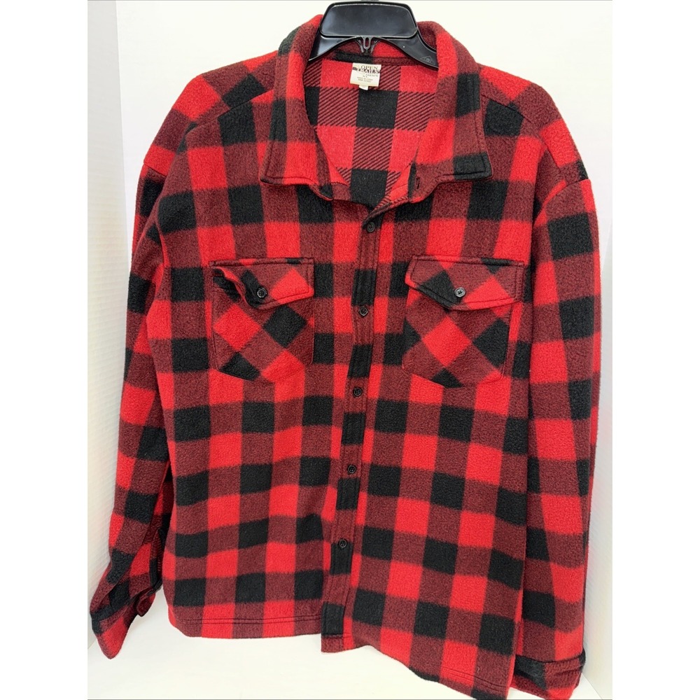 Open Trails Flannel Men's Size XL Buffalo Plaid Button Up Jacket